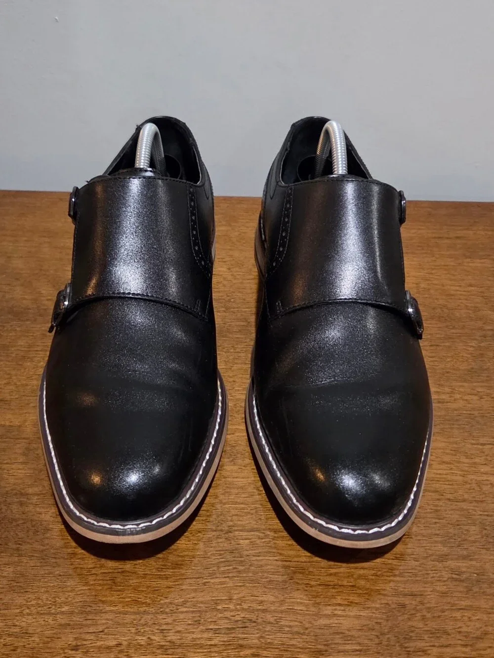 Men's Barr III Black Monk Double Buckle Jesse Leather Dress Shoes Size 10.5M